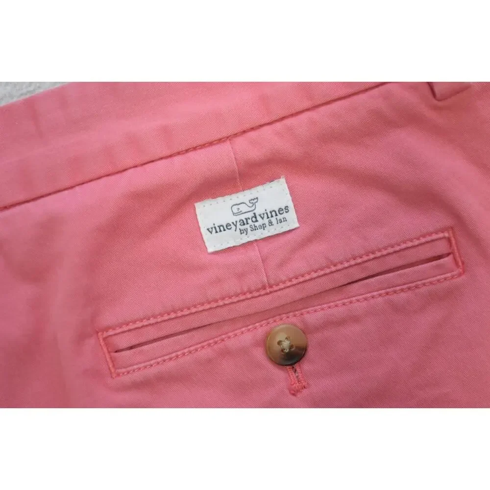 Vineyard Vines Khaki Chino Breaker Pants Stretch Pink Flat Mens Sz‎ 32 x 32